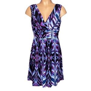 Ab Studio Women Sleeveless Colorful Comfy Flowy Dress Size 14